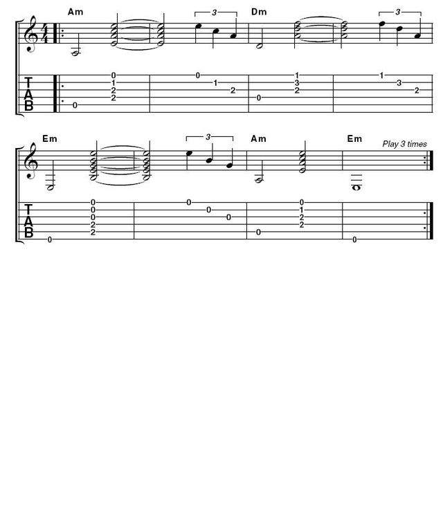 Example 2: Minor Chords, The tempo is very slow for this track. While this can make things easier, take care not to rush. Playing with the backing track will help stop this.